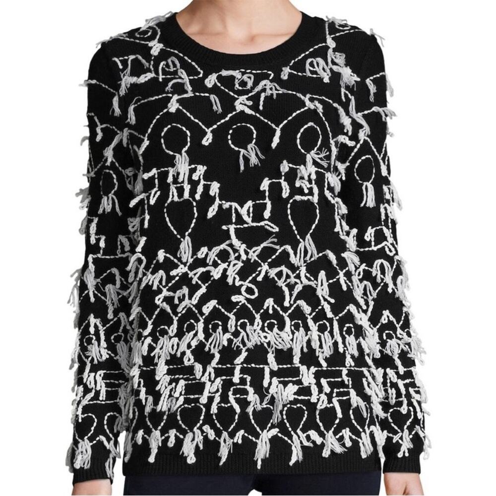 Max Mara‎ Ruins virgin wool fringe sweater sz S